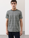 Pure Cotton Textured Striped T-Shirt