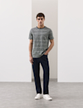 Pure Cotton Textured Striped T-Shirt