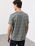 Pure Cotton Textured Striped T-Shirt