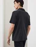 Pure Cotton Vertical Pointelle Polo Shirt