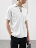 Pure Cotton Vertical Pointelle Polo Shirt