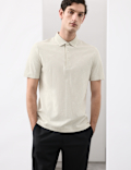 Pure Cotton Textured Polo Shirt