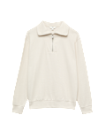 Cotton Rich Textured Half Zip Jumper