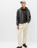 Cotton Rich Textured Half Zip Jumper