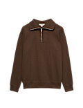 Cotton Rich Textured Half Zip Jumper