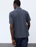 Pure Cotton Textured Jacquard Button Polo Shirt