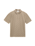 Pure Cotton Textured Jacquard Button Polo Shirt