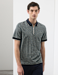 Pure Supima&reg; CottonJacquard Zip Up Polo Shirt
