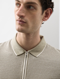 Pure Supima&reg; CottonJacquard Zip Up Polo Shirt