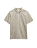 Pure Supima&reg; CottonJacquard Zip Up Polo Shirt