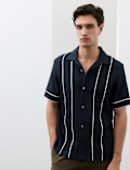 Cotton Rich Piped Stripe Knitted Polo Shirt