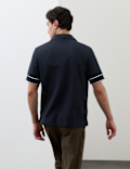 Cotton Rich Piped Stripe Knitted Polo Shirt