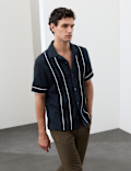 Cotton Rich Piped Stripe Knitted Polo Shirt