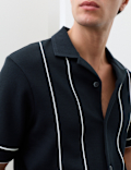 Cotton Rich Piped Stripe Knitted Polo Shirt