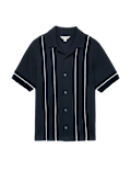 Cotton Rich Piped Stripe Knitted Polo Shirt