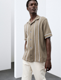 Cotton Rich Piped Stripe Knitted Polo Shirt