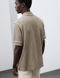 Cotton Rich Piped Stripe Knitted Polo Shirt