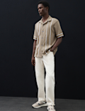 Cotton Rich Piped Stripe Knitted Polo Shirt