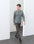 Cotton Rich Long Sleeve Polo Shirt