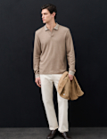 Cotton Rich Long Sleeve Polo Shirt
