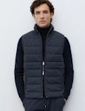 Padded Hybrid Zip Up Gilet with Wool
