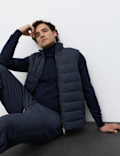 Padded Hybrid Zip Up Gilet with Wool