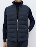 Padded Hybrid Zip Up Gilet with Wool