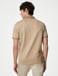 Pure Cotton Textured Half Zip Polo Shirt