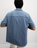Cotton Blend Short Sleeve Over Shirt