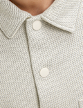 Cotton Blend Short Sleeve Over Shirt