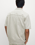 Cotton Blend Short Sleeve Over Shirt