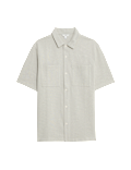 Cotton Blend Short Sleeve Over Shirt