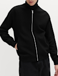 Cotton Blend Pique Bomber Jacket