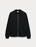 Cotton Blend Pique Bomber Jacket