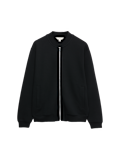 Cotton Blend Pique Bomber Jacket