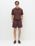 Cotton Rich Notch Neck Boucle Polo Shirt