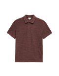 Cotton Rich Notch Neck Boucle Polo Shirt