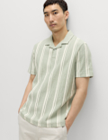 Cotton Rich Striped Seersucker Polo Shirt
