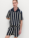 Cotton Rich Striped Seersucker Polo Shirt