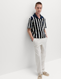 Cotton Rich Striped Seersucker Polo Shirt