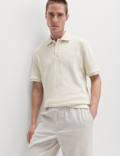 Cotton Rich Textured Knitted Polo Shirt