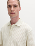Cotton Rich Textured Knitted Polo Shirt
