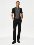 Pure Cotton Half Zip Colour Block Polo Shirt