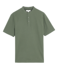 Cotton Rich Grandad Collar Polo Shirt