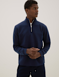 Cotton Blend Half Zip Sweatshirt