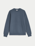 Cotton Textured Crewneck Sweatshirt