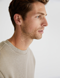 Cotton Textured Crewneck Sweatshirt