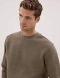 Cotton Textured Crewneck Sweatshirt