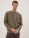 Cotton Textured Crewneck Sweatshirt