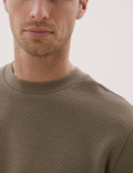 Cotton Textured Crewneck Sweatshirt